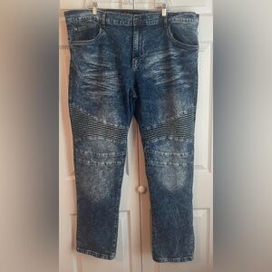 Marc Ecko Men’s Cut & Sew Textured Stitch Blue Acid Wash Denim Jeans Size 46/32